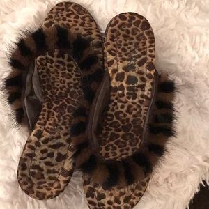 Leopard wedge sandals